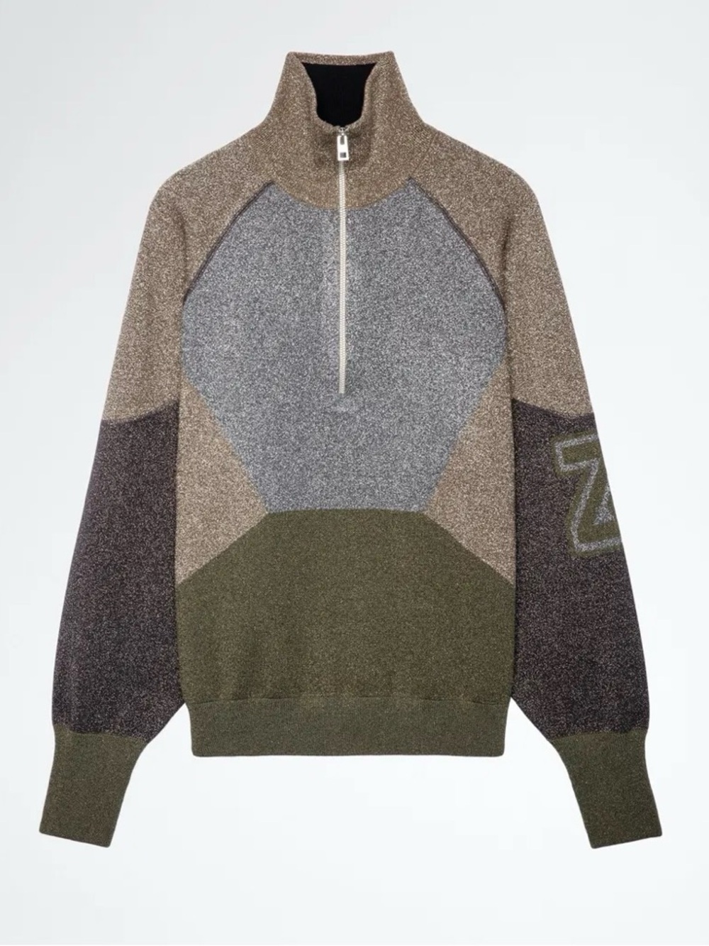 Zadig and Voltaire Ross Lurex Sweater Size Large Pullover Green Multi Metallic